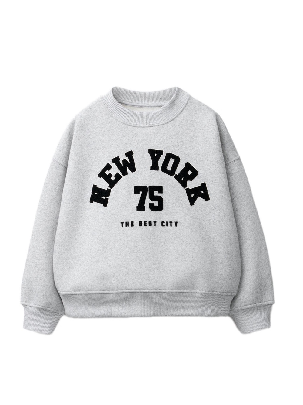 ZARA Grey Flocked Text Print Sweatshirt 9-10 Years Girls